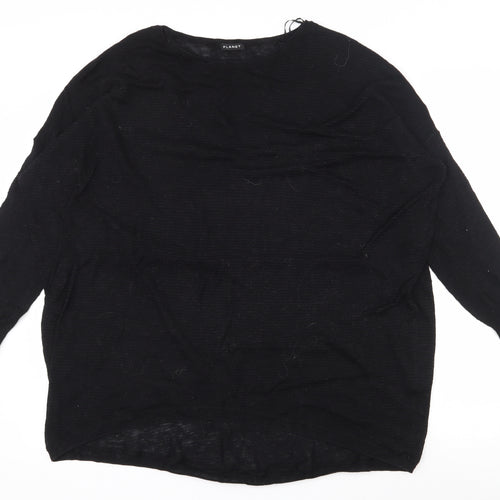 PLanet Womens Black Boat Neck  Acrylic Pullover Jumper Size M