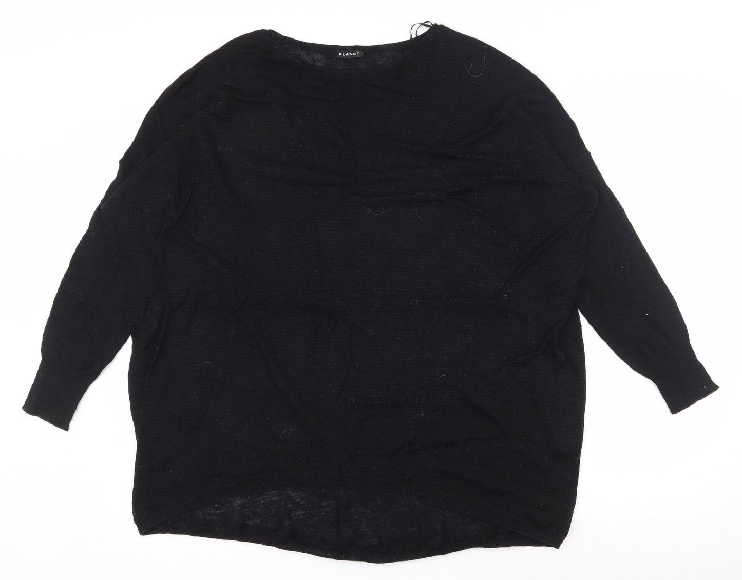 PLanet Womens Black Boat Neck  Acrylic Pullover Jumper Size M