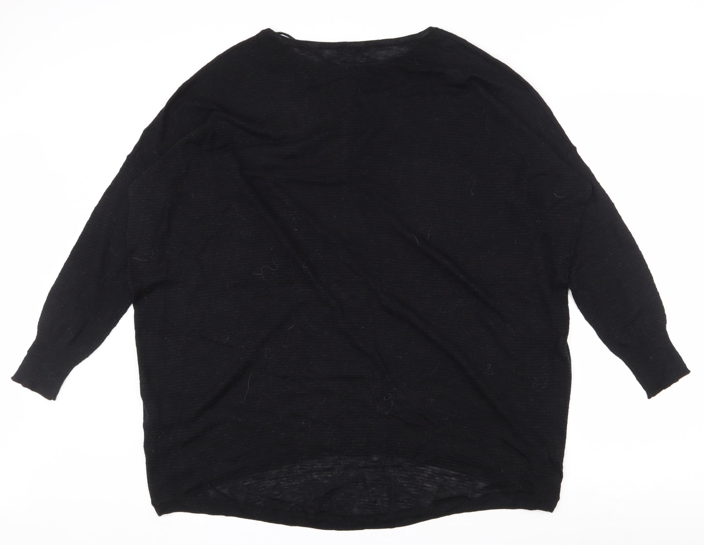 PLanet Womens Black Boat Neck  Acrylic Pullover Jumper Size M