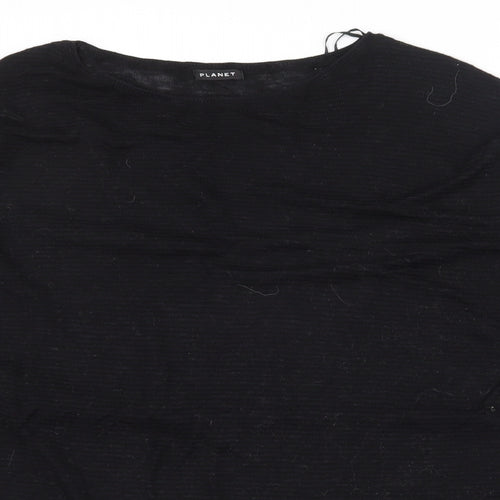 PLanet Womens Black Boat Neck  Acrylic Pullover Jumper Size M