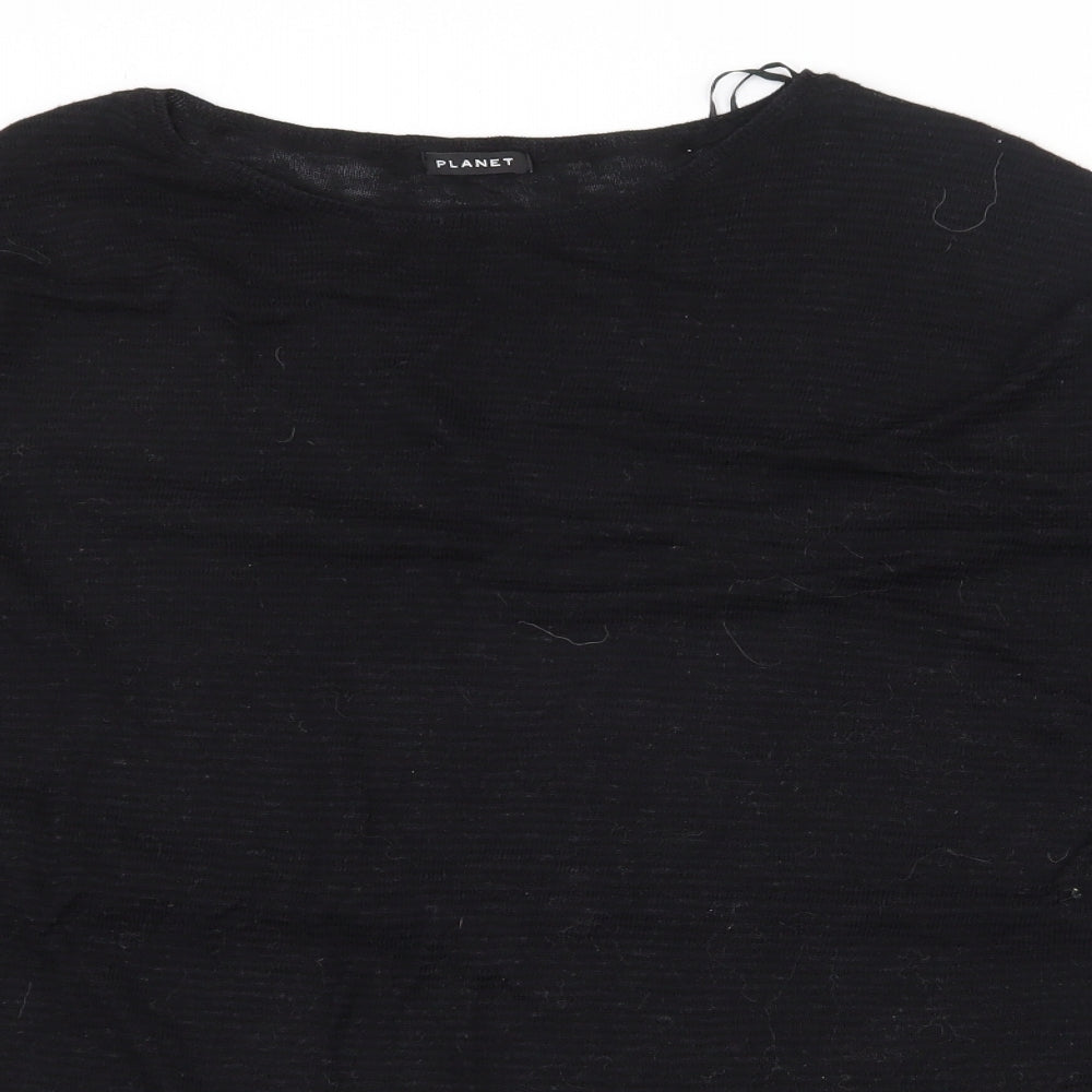 PLanet Womens Black Boat Neck  Acrylic Pullover Jumper Size M