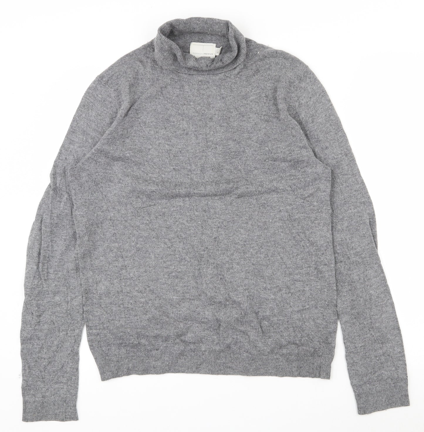 Topman Mens Grey Roll Neck  Polyester Pullover Jumper Size M