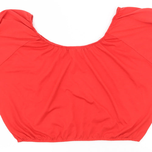 Atmosphere Womens Red  Polyester Basic Blouse Size 12 Off the Shoulder