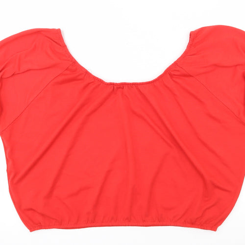 Atmosphere Womens Red  Polyester Basic Blouse Size 12 Off the Shoulder
