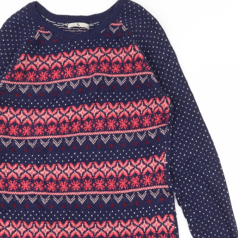 TU Womens Multicoloured Fair Isle Viscose Jumper Dress  Size 12  Round Neck Pullover
