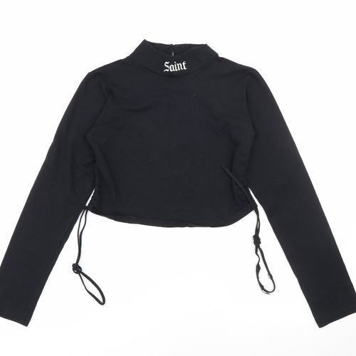 Motel Womens Black High Neck  Cotton Pullover Jumper Size L