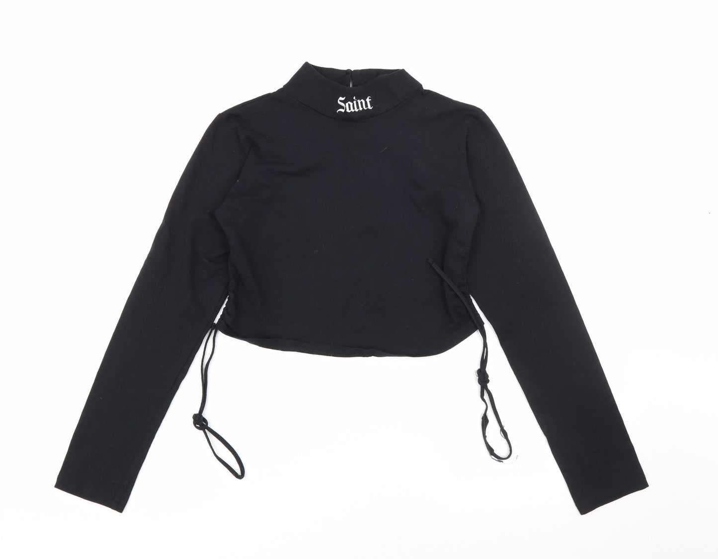 Motel Womens Black High Neck  Cotton Pullover Jumper Size L