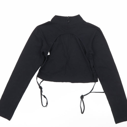 Motel Womens Black High Neck  Cotton Pullover Jumper Size L