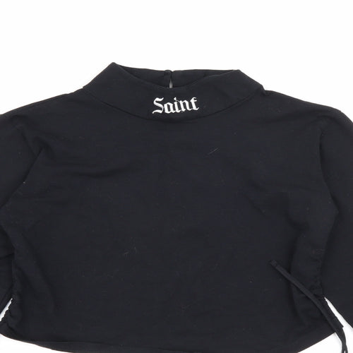 Motel Womens Black High Neck  Cotton Pullover Jumper Size L