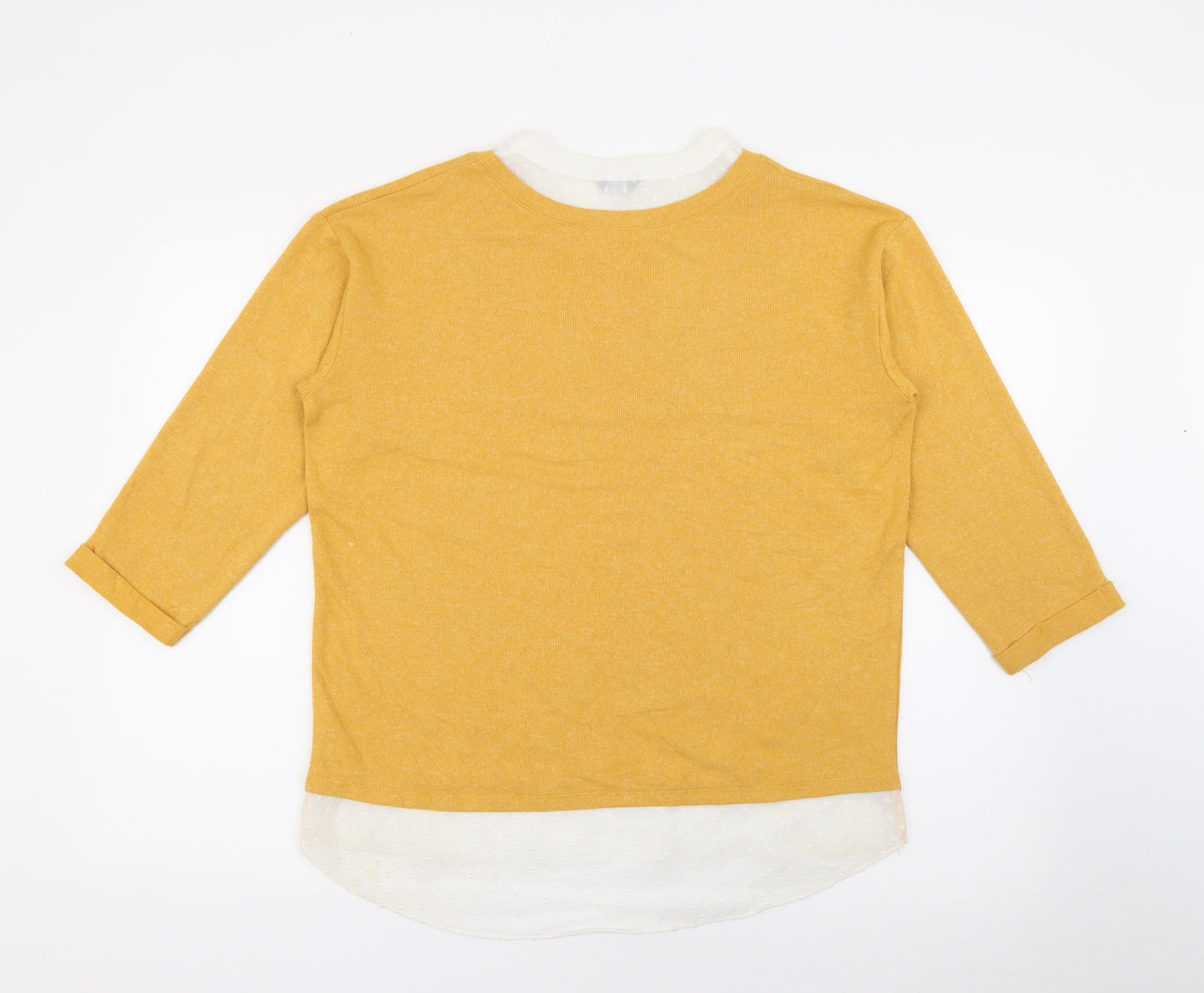 M&Co Womens Yellow Collared  Polyester Pullover Jumper Size 12