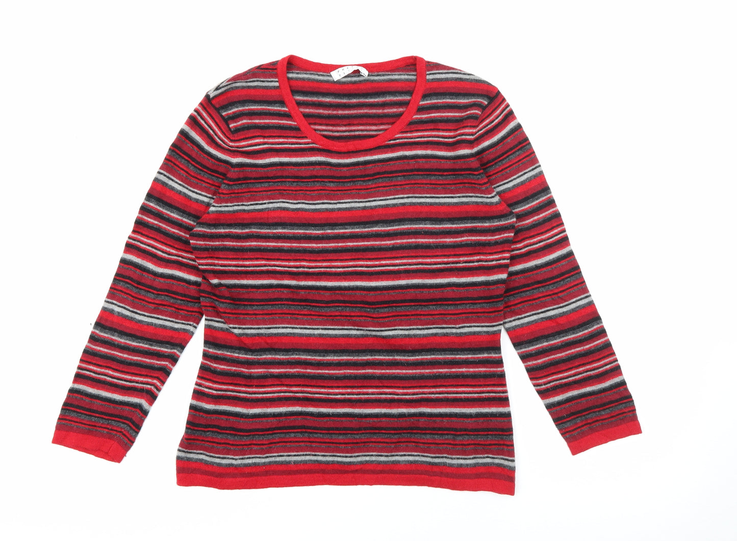 Precis Womens Red Scoop Neck Striped Viscose Pullover Jumper Size S