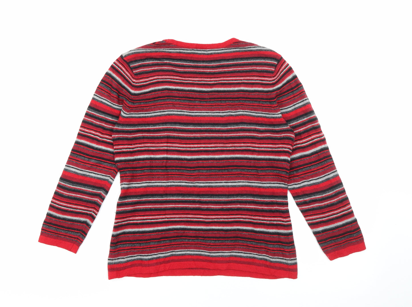 Precis Womens Red Scoop Neck Striped Viscose Pullover Jumper Size S