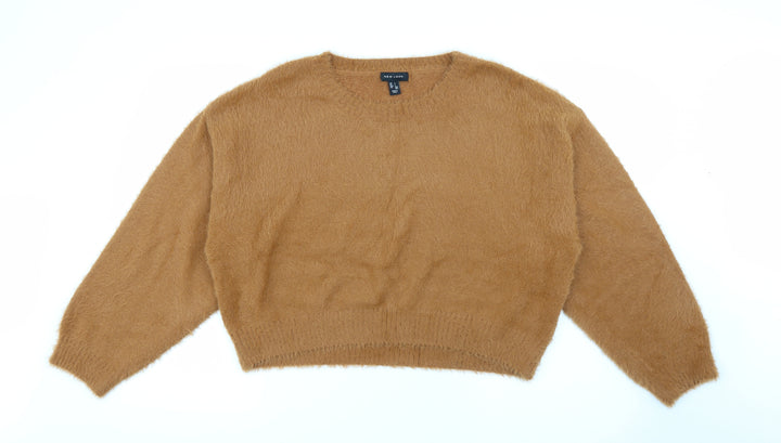 New Look Womens Brown Round Neck  Nylon Pullover Jumper Size L