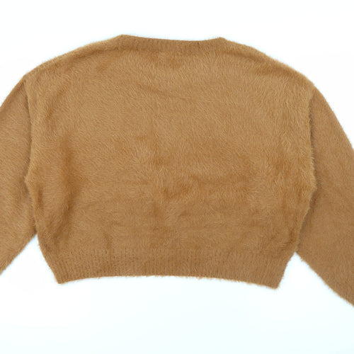 New Look Womens Brown Round Neck  Nylon Pullover Jumper Size L