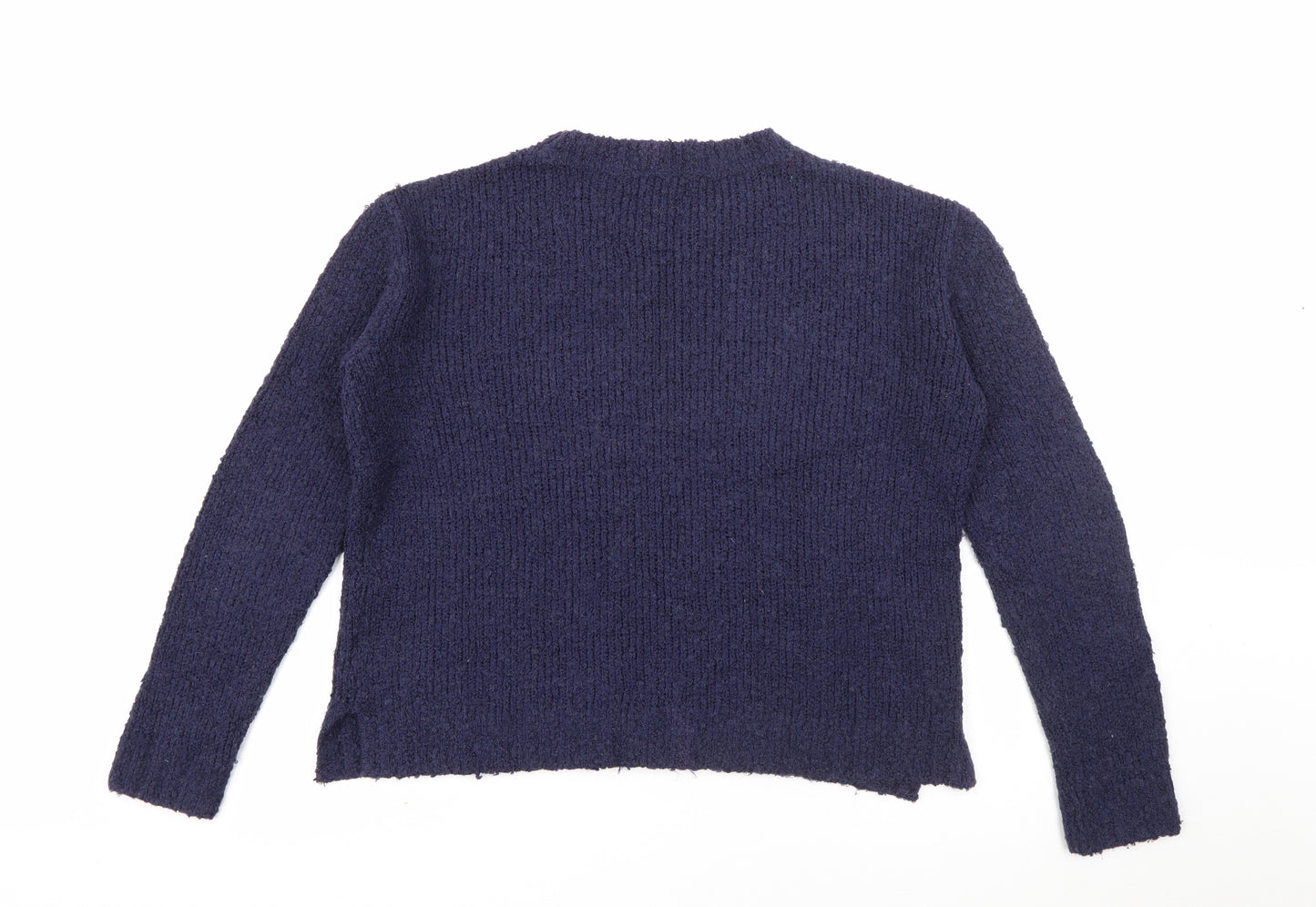 H&M Womens Blue Round Neck  Cotton Pullover Jumper Size S