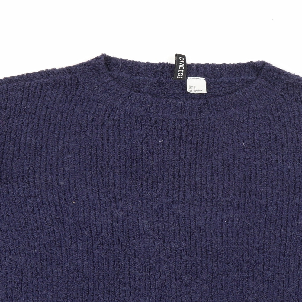 H&M Womens Blue Round Neck  Cotton Pullover Jumper Size S