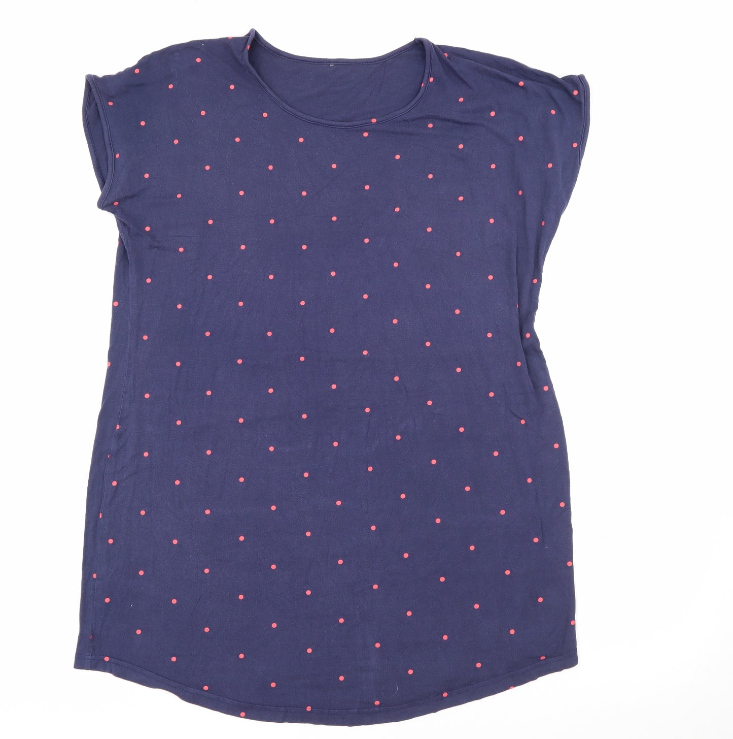 George Womens Blue Polka Dot Viscose Basic T-Shirt Size 16 Scoop Neck