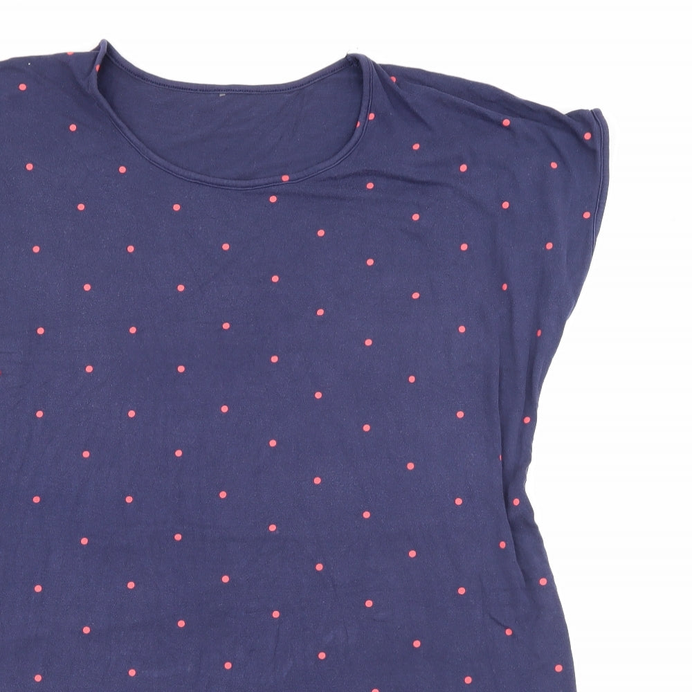 George Womens Blue Polka Dot Viscose Basic T-Shirt Size 16 Scoop Neck