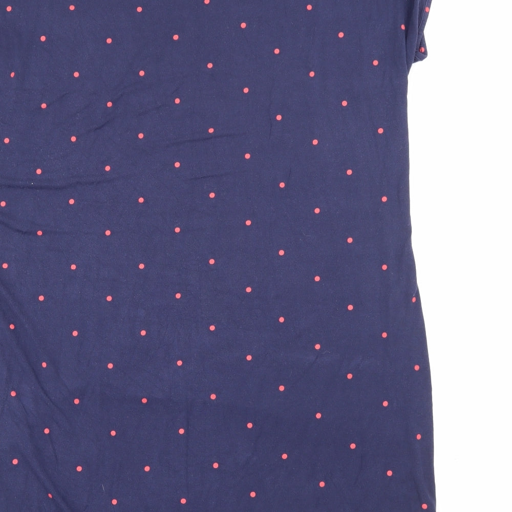 George Womens Blue Polka Dot Viscose Basic T-Shirt Size 16 Scoop Neck