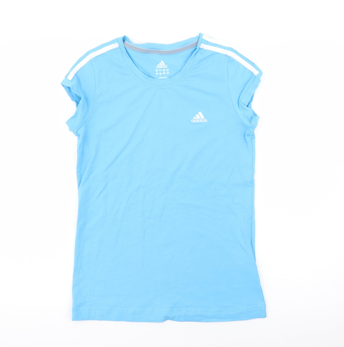 adidas Womens Blue  Cotton Basic T-Shirt Size 12 Crew Neck