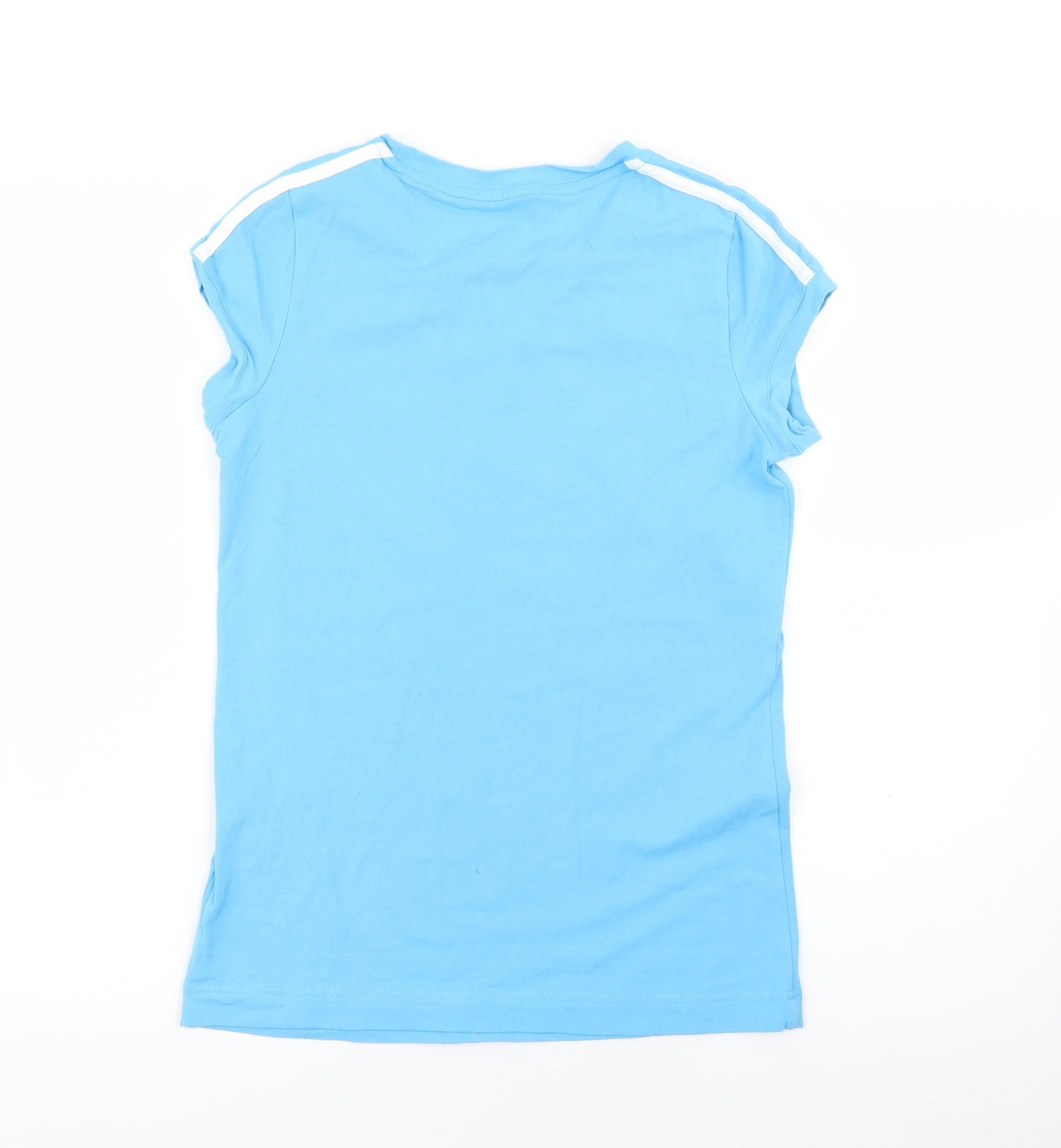 adidas Womens Blue  Cotton Basic T-Shirt Size 12 Crew Neck