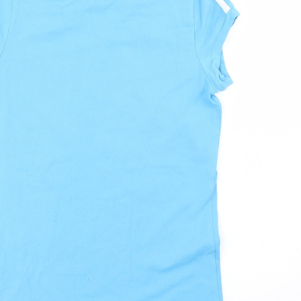 adidas Womens Blue  Cotton Basic T-Shirt Size 12 Crew Neck
