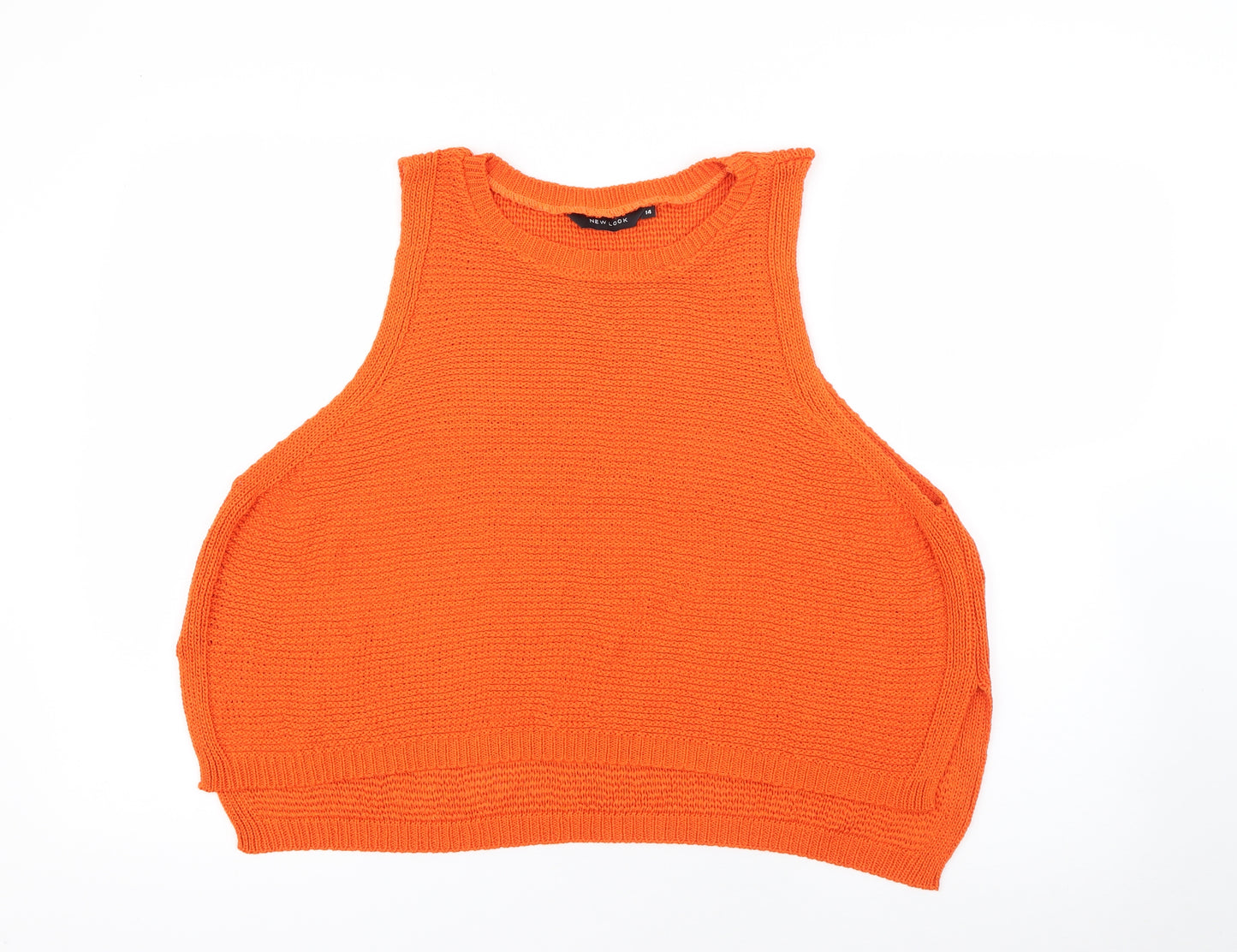 New Look Womens Orange  Acrylic Camisole Tank Size 14 Crew Neck