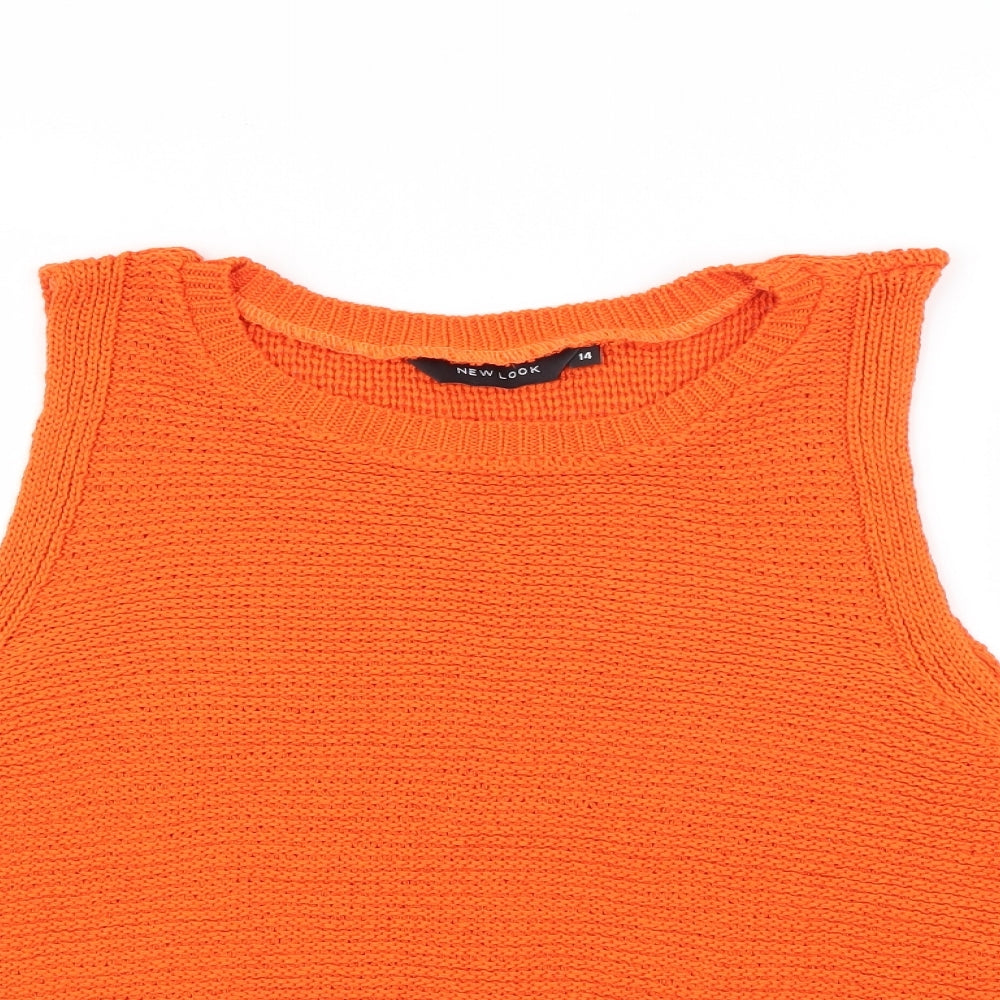 New Look Womens Orange  Acrylic Camisole Tank Size 14 Crew Neck