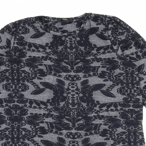 George Womens Blue Geometric Polyester Jumper Dress  Size 14  Crew Neck