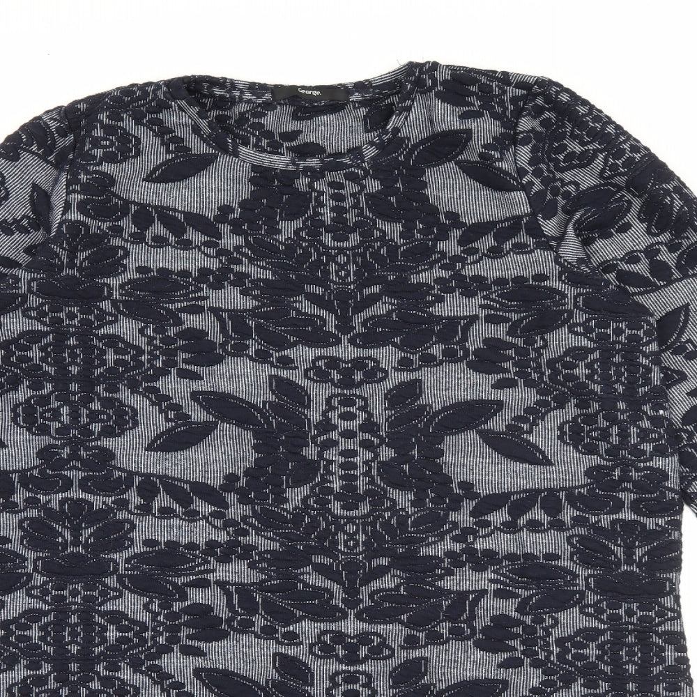 George Womens Blue Geometric Polyester Jumper Dress  Size 14  Crew Neck