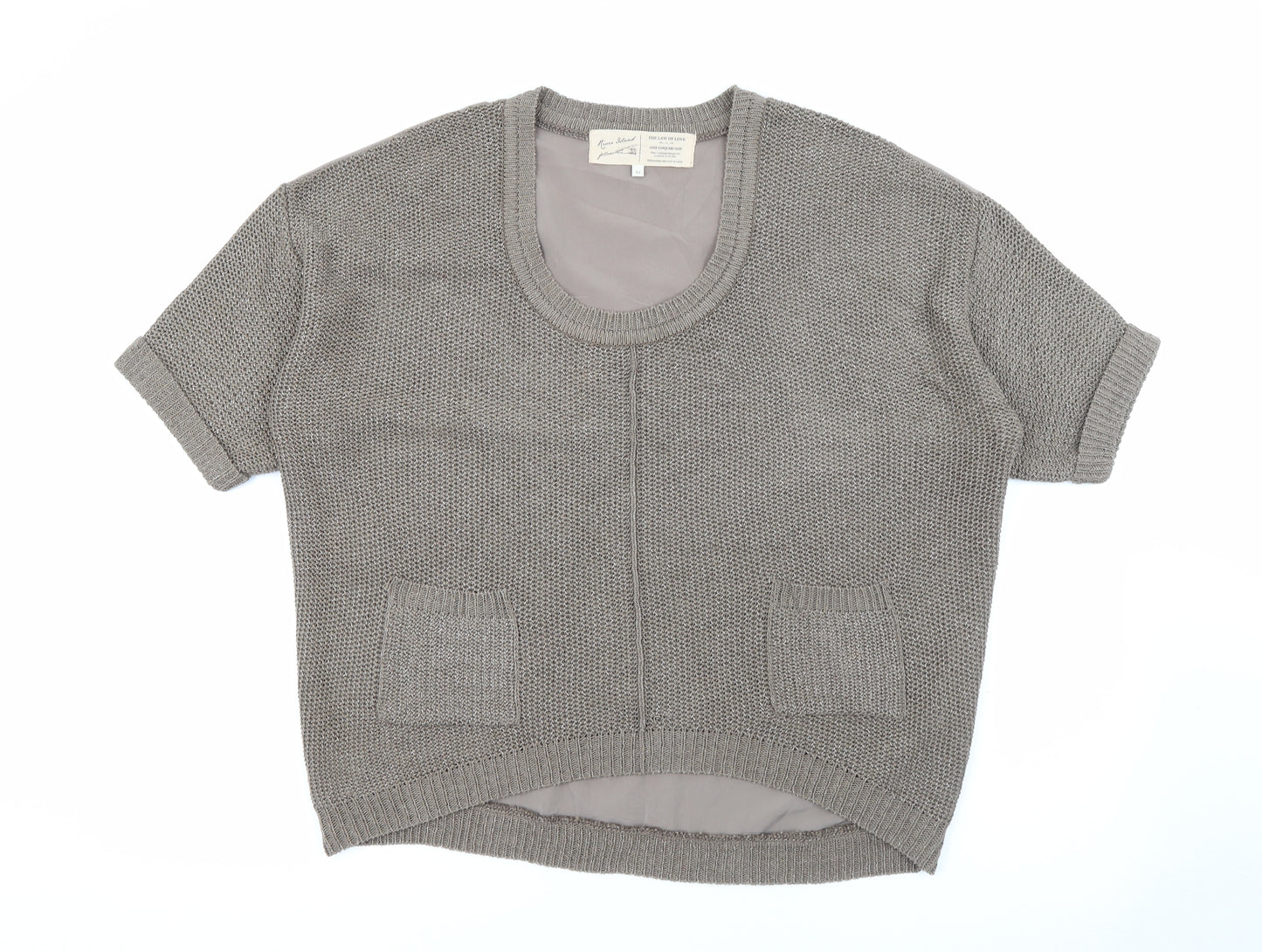 River Island Womens Brown Scoop Neck  Acrylic Pullover Jumper Size 12
