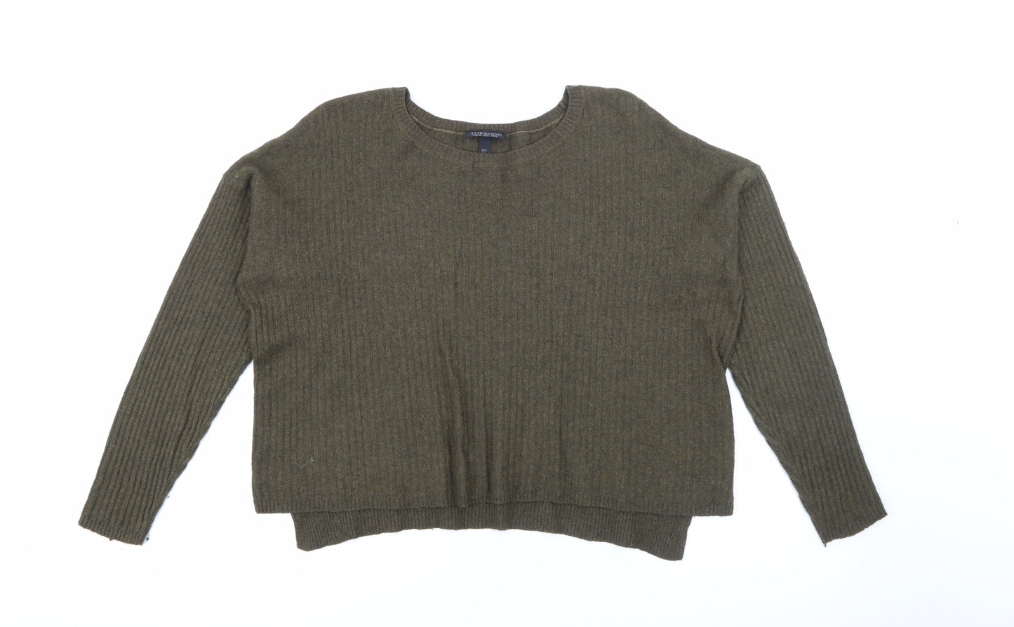 Topshop Womens Green Scoop Neck  Viscose Pullover Jumper Size 12