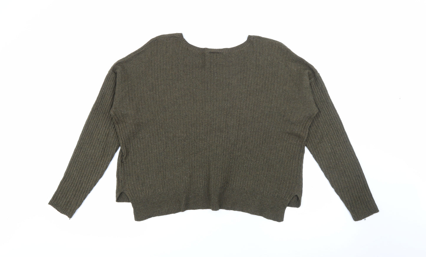 Topshop Womens Green Scoop Neck  Viscose Pullover Jumper Size 12