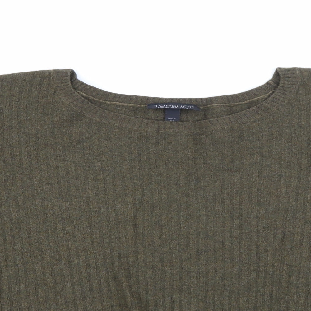 Topshop Womens Green Scoop Neck  Viscose Pullover Jumper Size 12