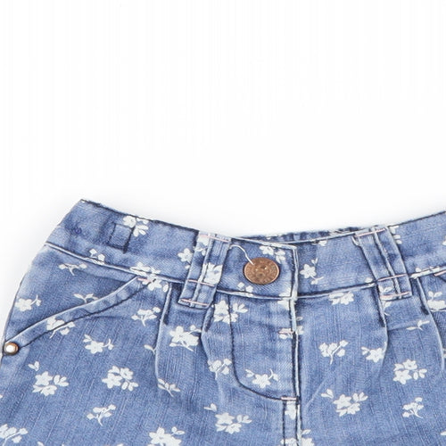 NEXT Girls Blue Floral Polyester Cropped Jeans Size 9-12 Months  Button