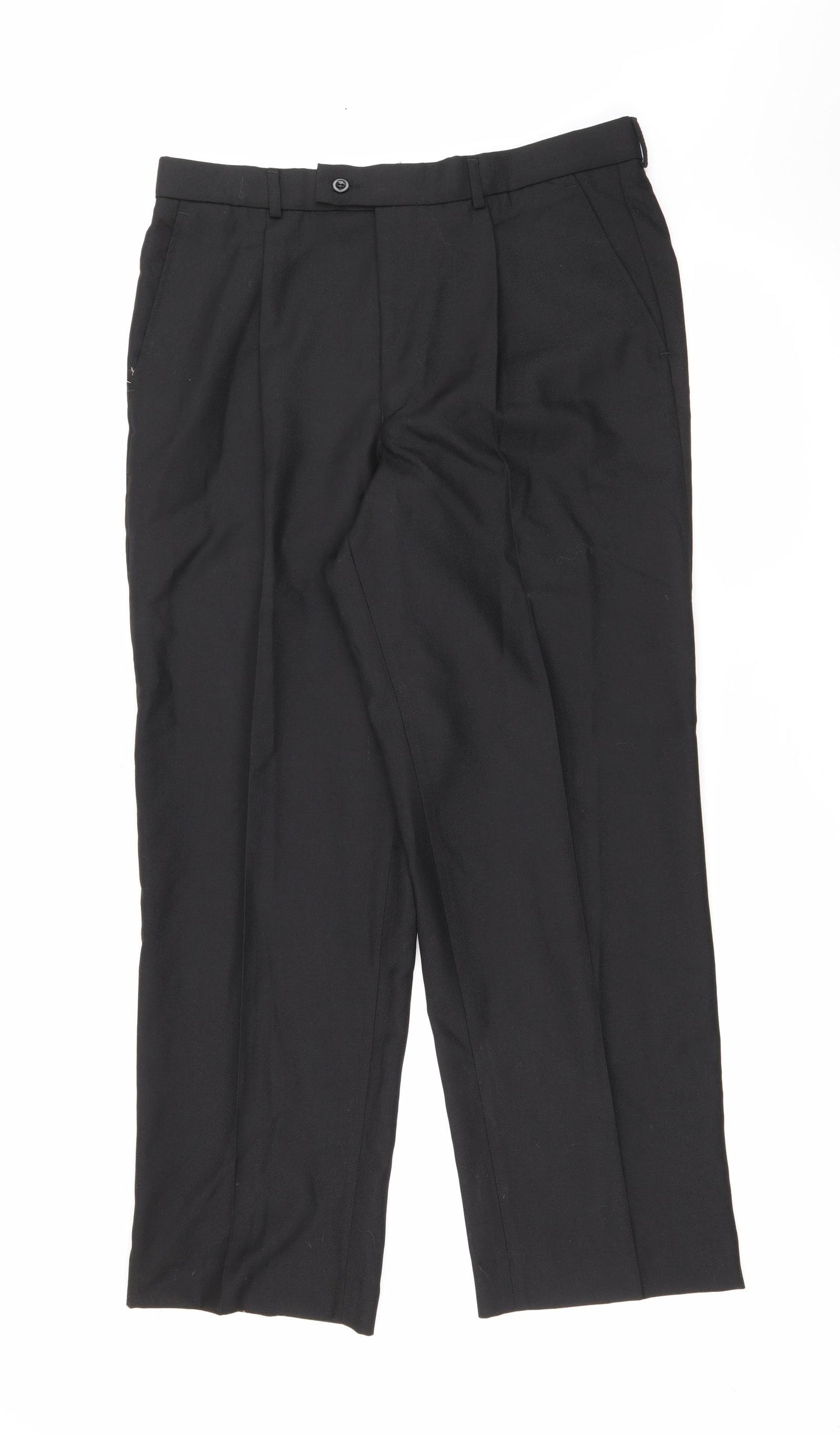 Preworn Mens Black  Wool Trousers  Size 34 in L29 in Regular Button