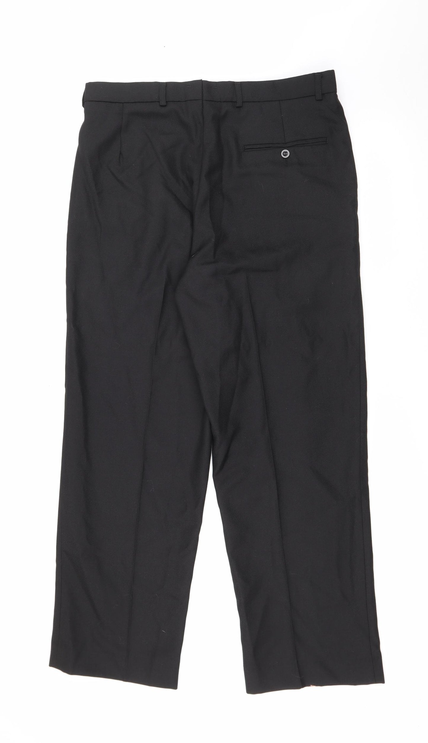 Preworn Mens Black  Wool Trousers  Size 34 in L29 in Regular Button