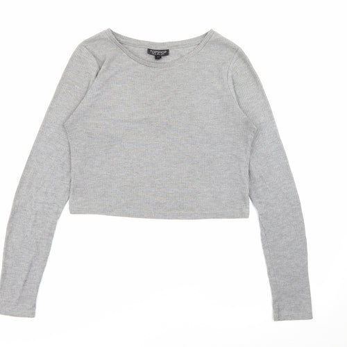 Topshop Womens Grey Scoop Neck  Viscose Pullover Jumper Size 10