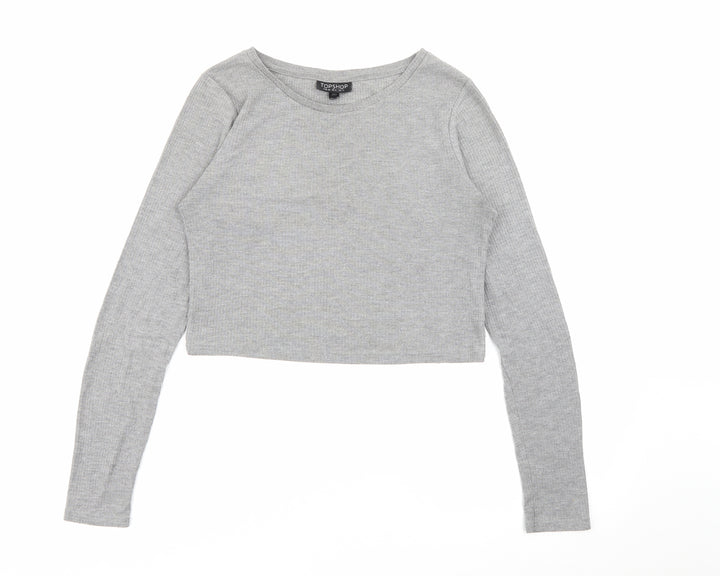 Topshop Womens Grey Scoop Neck  Viscose Pullover Jumper Size 10