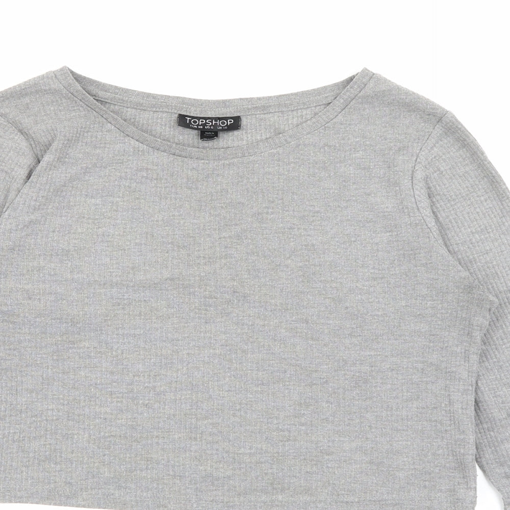 Topshop Womens Grey Scoop Neck  Viscose Pullover Jumper Size 10