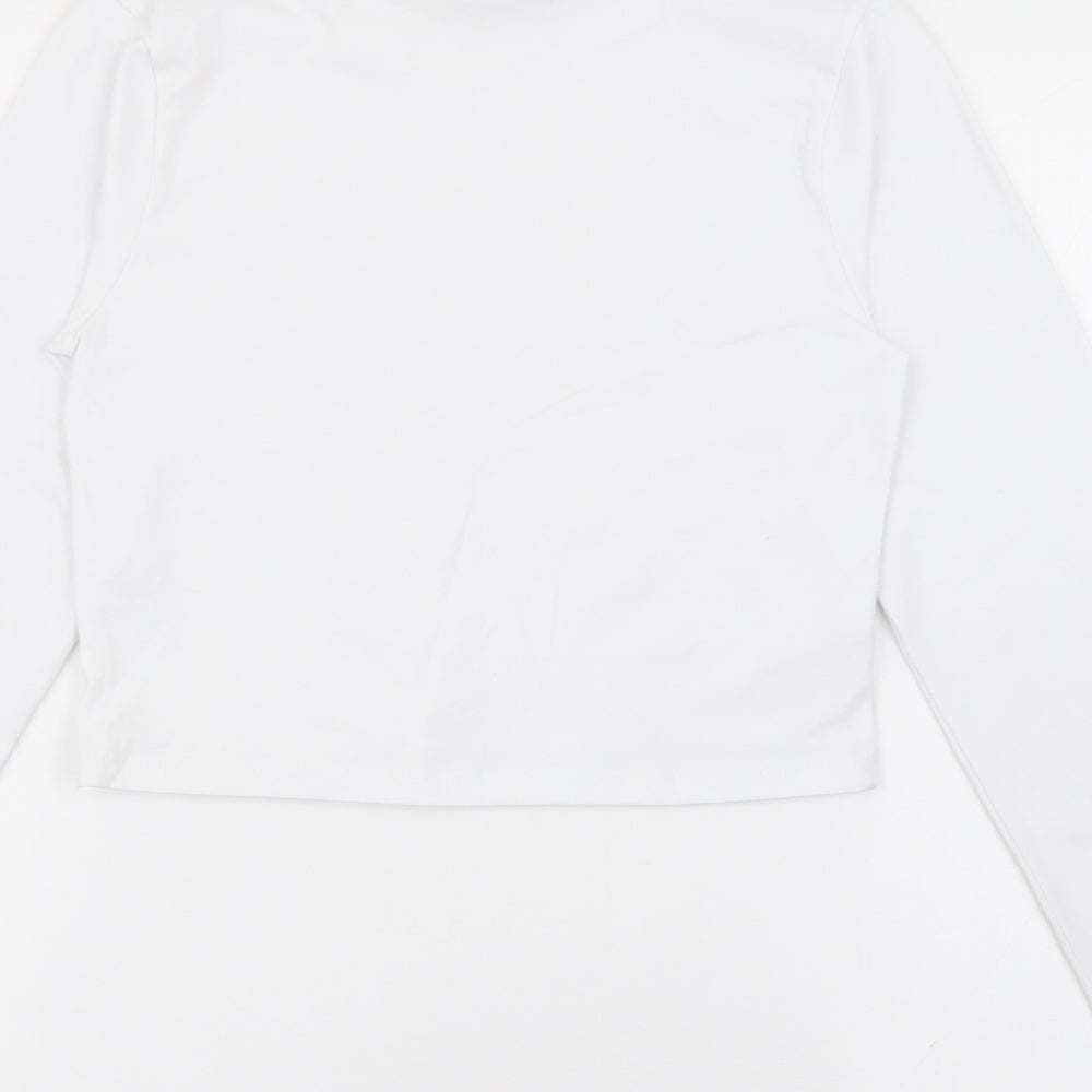 Select Womens White  Viscose Cropped T-Shirt Size S Crew Neck