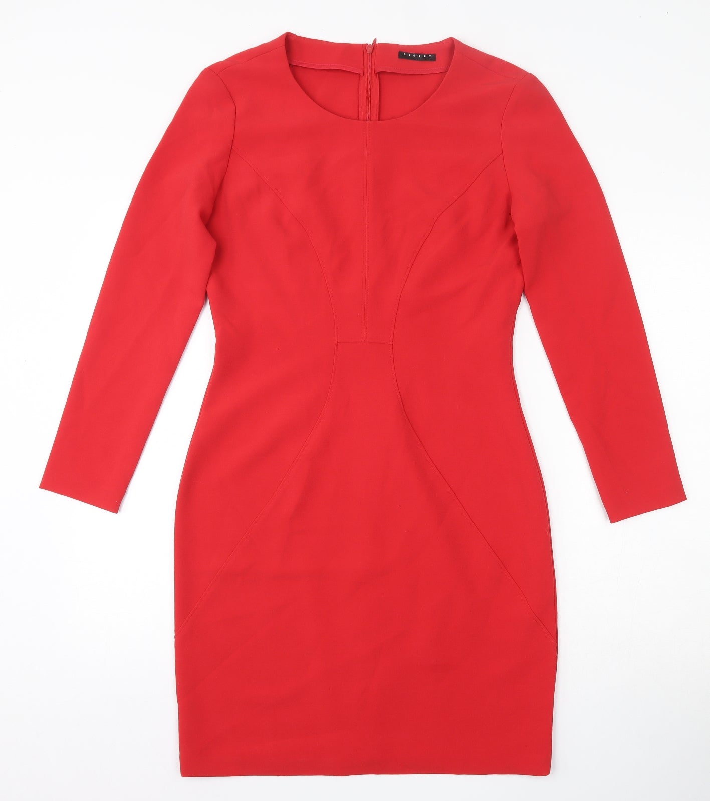 Sisley Womens Red  Polyester Bodycon  Size S  Round Neck Zip