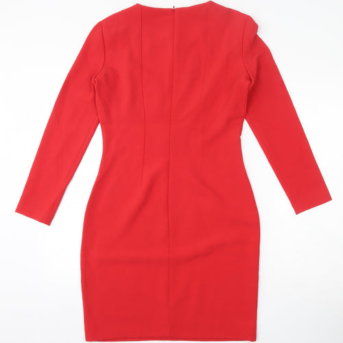 Sisley Womens Red  Polyester Bodycon  Size S  Round Neck Zip