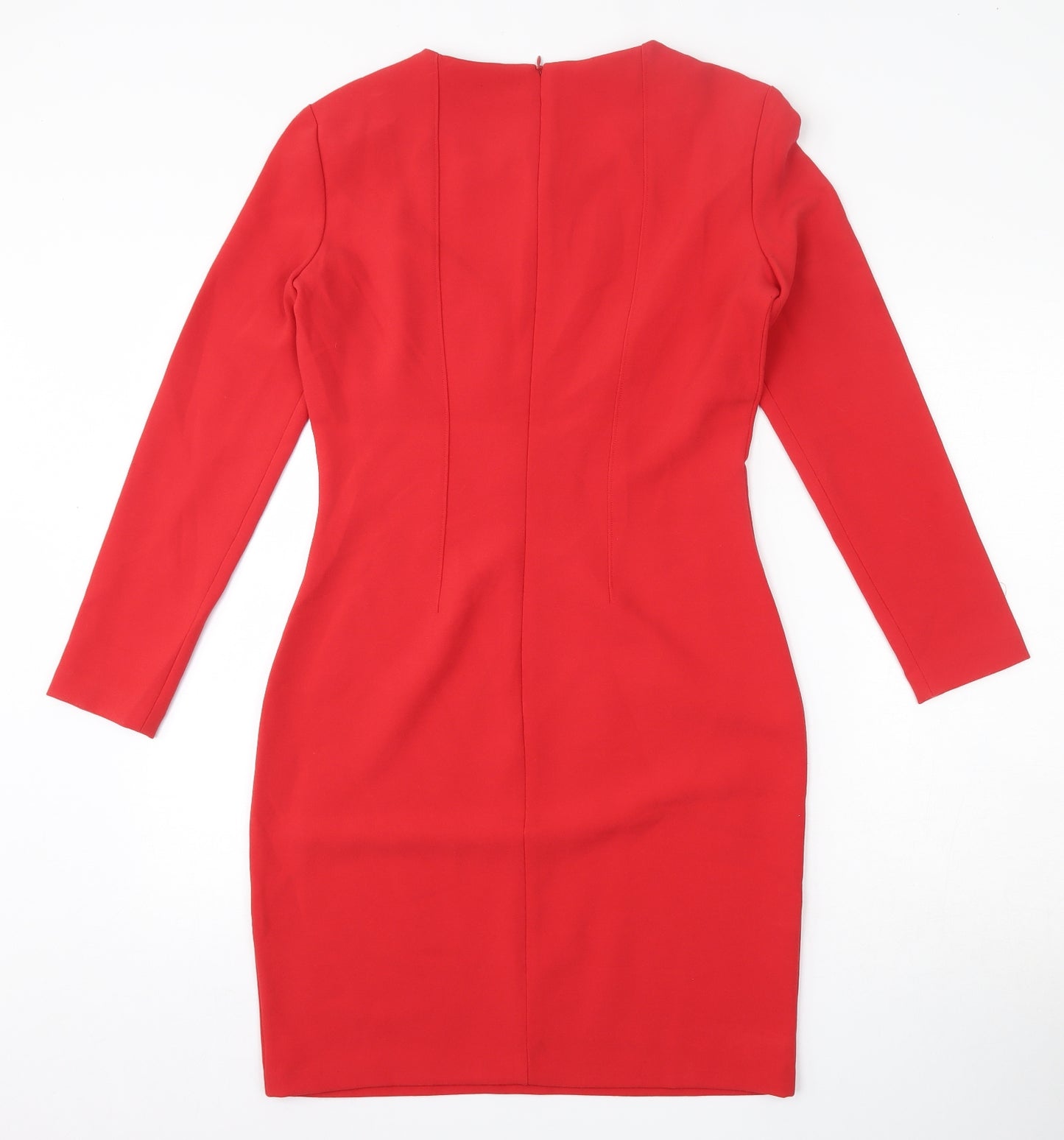 Sisley Womens Red  Polyester Bodycon  Size S  Round Neck Zip