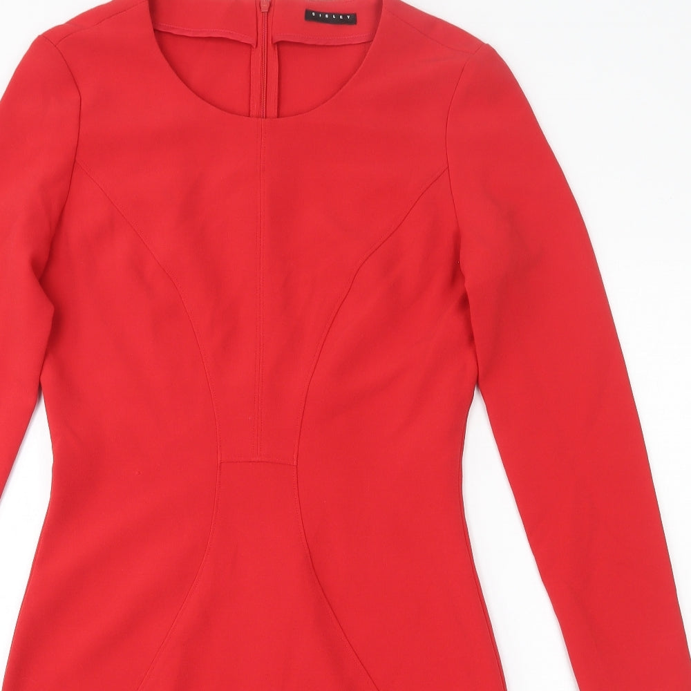 Sisley Womens Red  Polyester Bodycon  Size S  Round Neck Zip