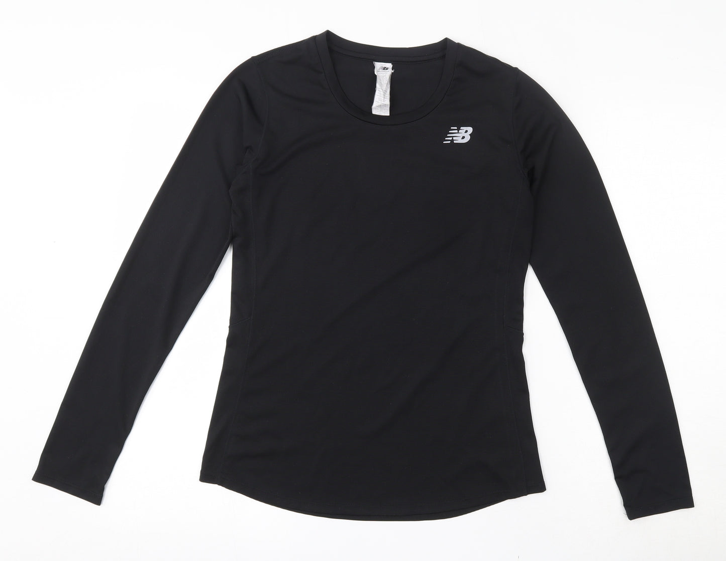 New Balance Womens Black  100% Polyester Basic T-Shirt Size XS Round Neck