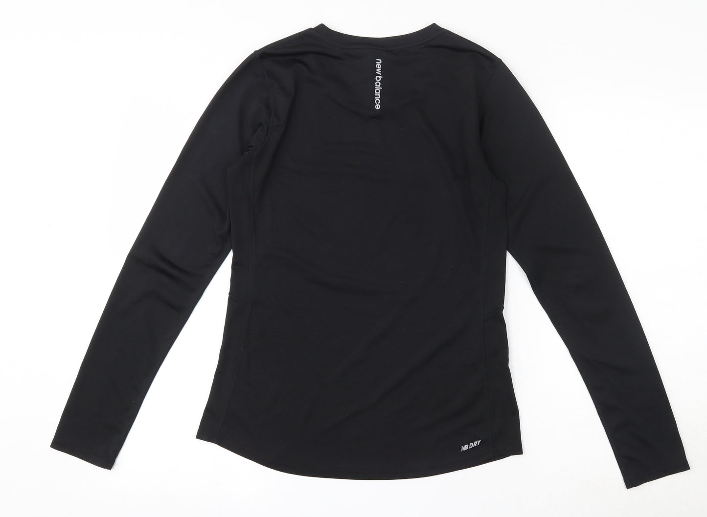 New Balance Womens Black  100% Polyester Basic T-Shirt Size XS Round Neck