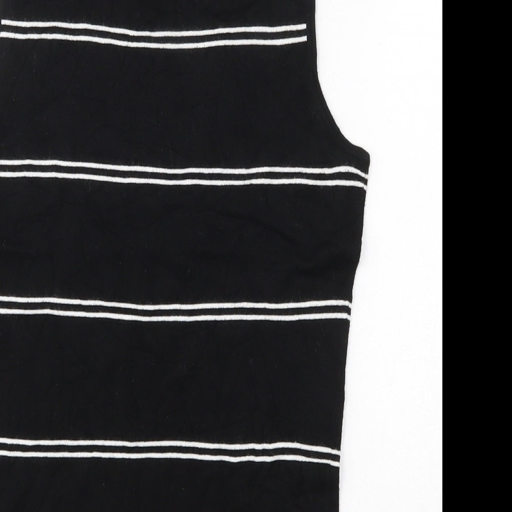 H&M Womens Black Roll Neck Striped Viscose Vest Jumper Size 8