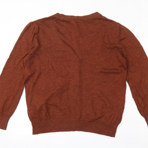 Mango Womens Brown V-Neck  Cotton Cardigan Jumper Size L