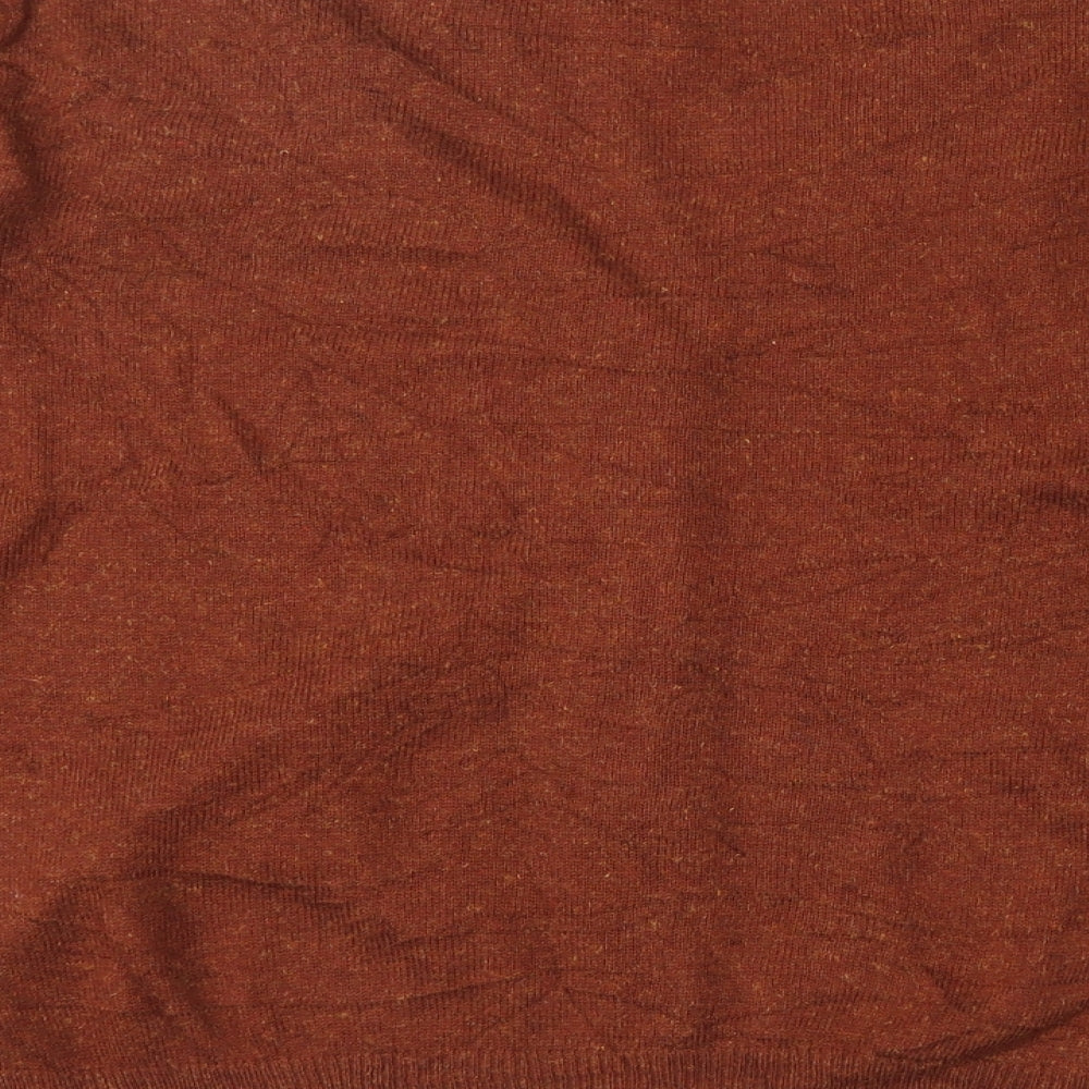 Mango Womens Brown V-Neck  Cotton Cardigan Jumper Size L